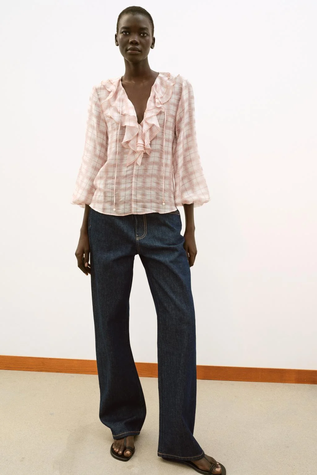 Блуза в клетку с оборками — В клетку