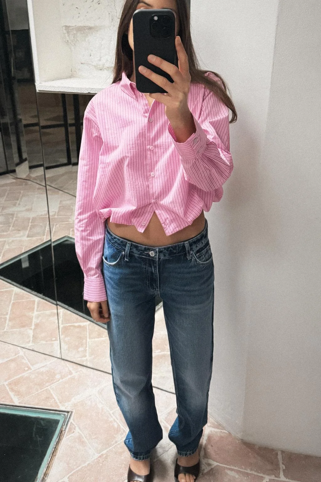 Поплиновая рубашка в полоску с пышными рукавами