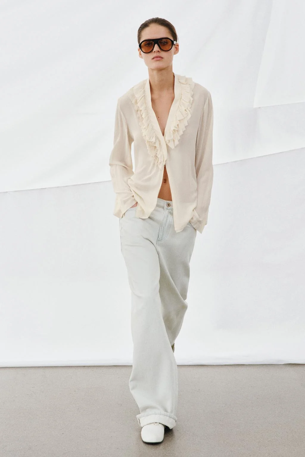 ZW COLLECTION лимитированная коллекция струящаяся рубашка с оборками