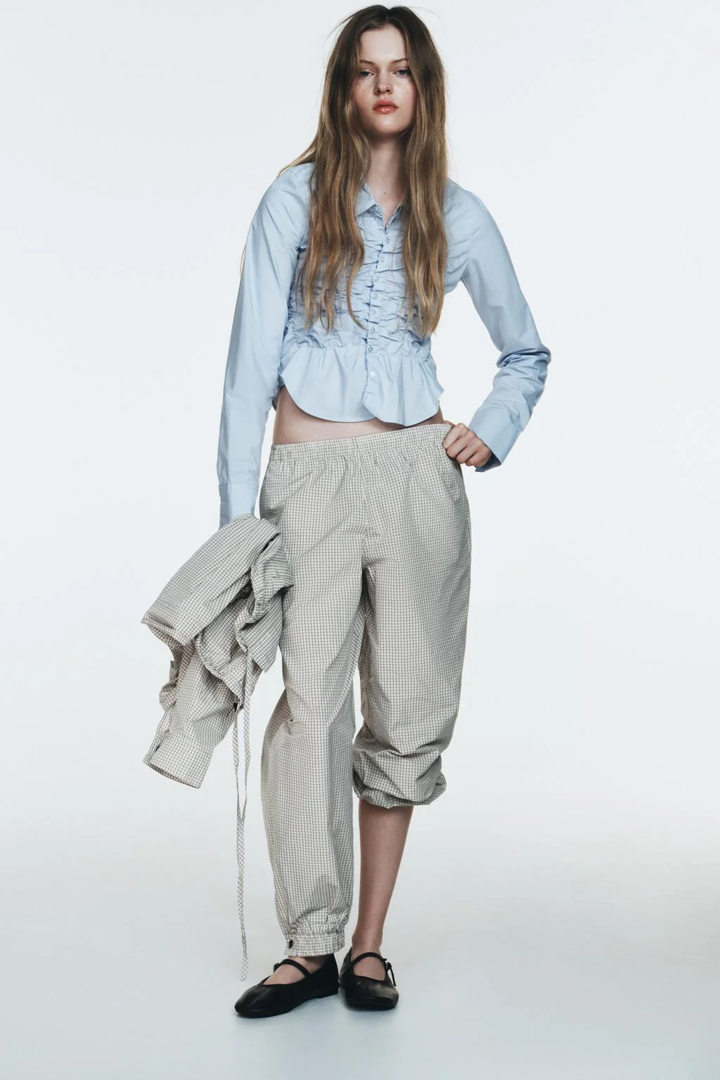 Поплиновая рубашка с резиновой сборкой