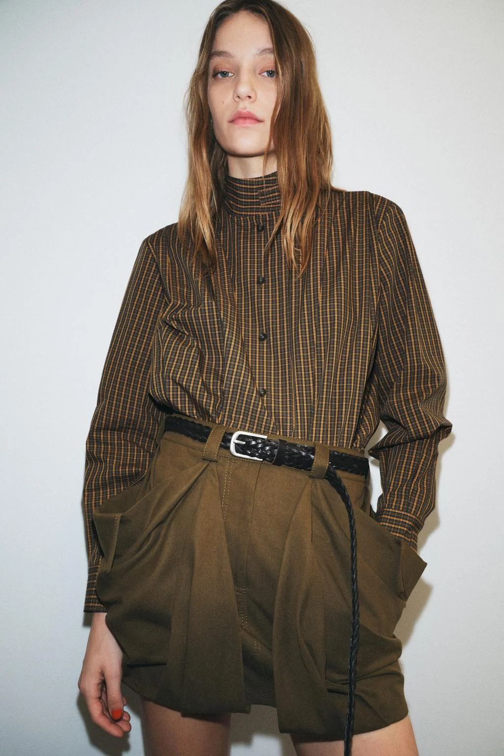 Хлопковая рубашка в клетку с бантом коллекция ZW