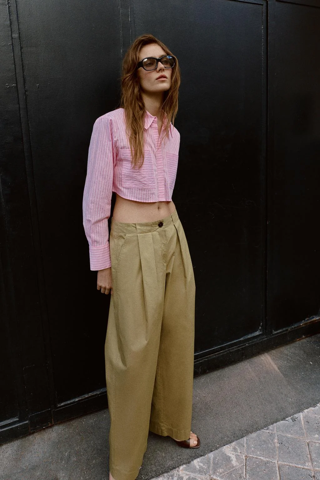 Короткая рубашка в полоску