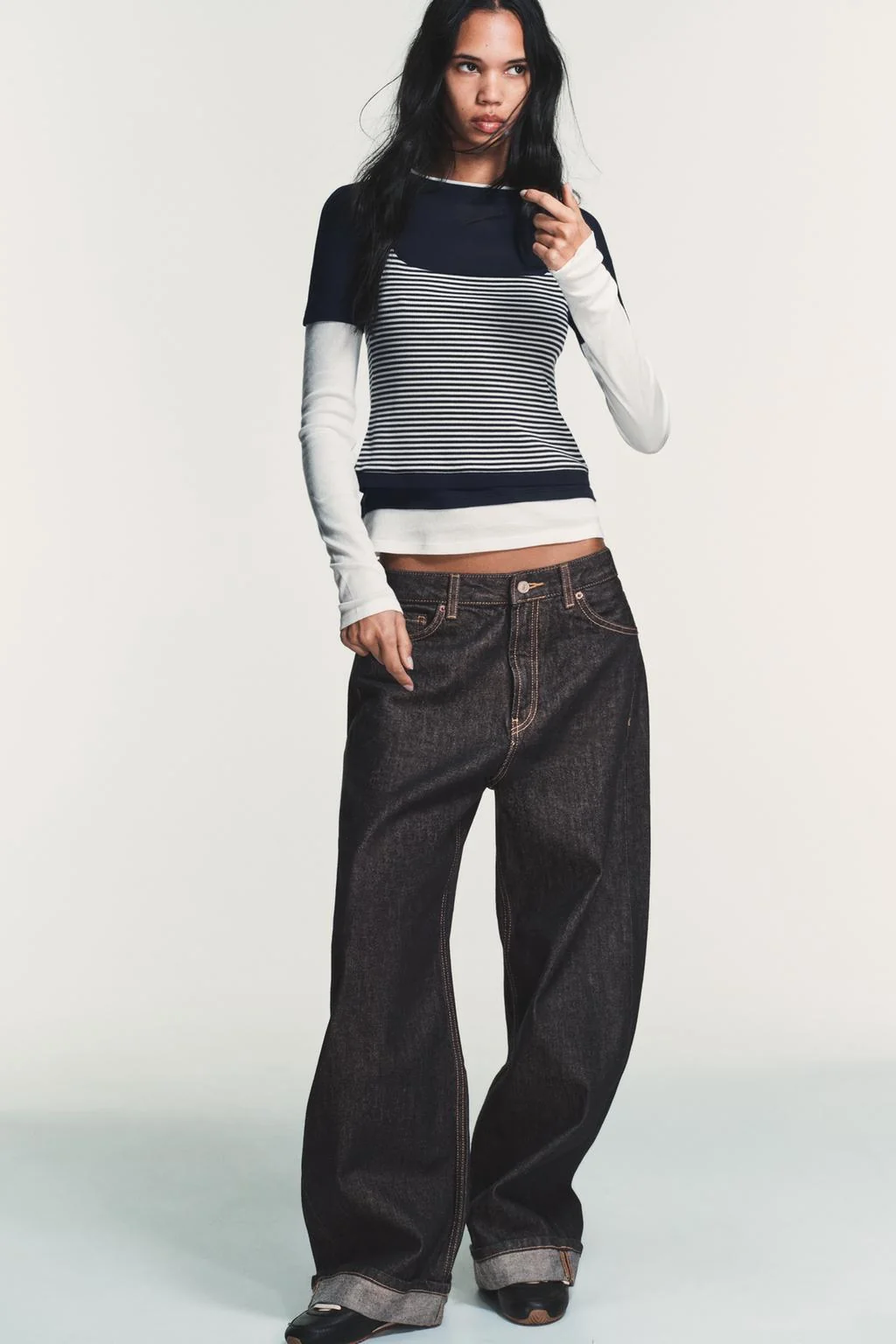 Футболка с эффектом тройной полосы — Полосатый