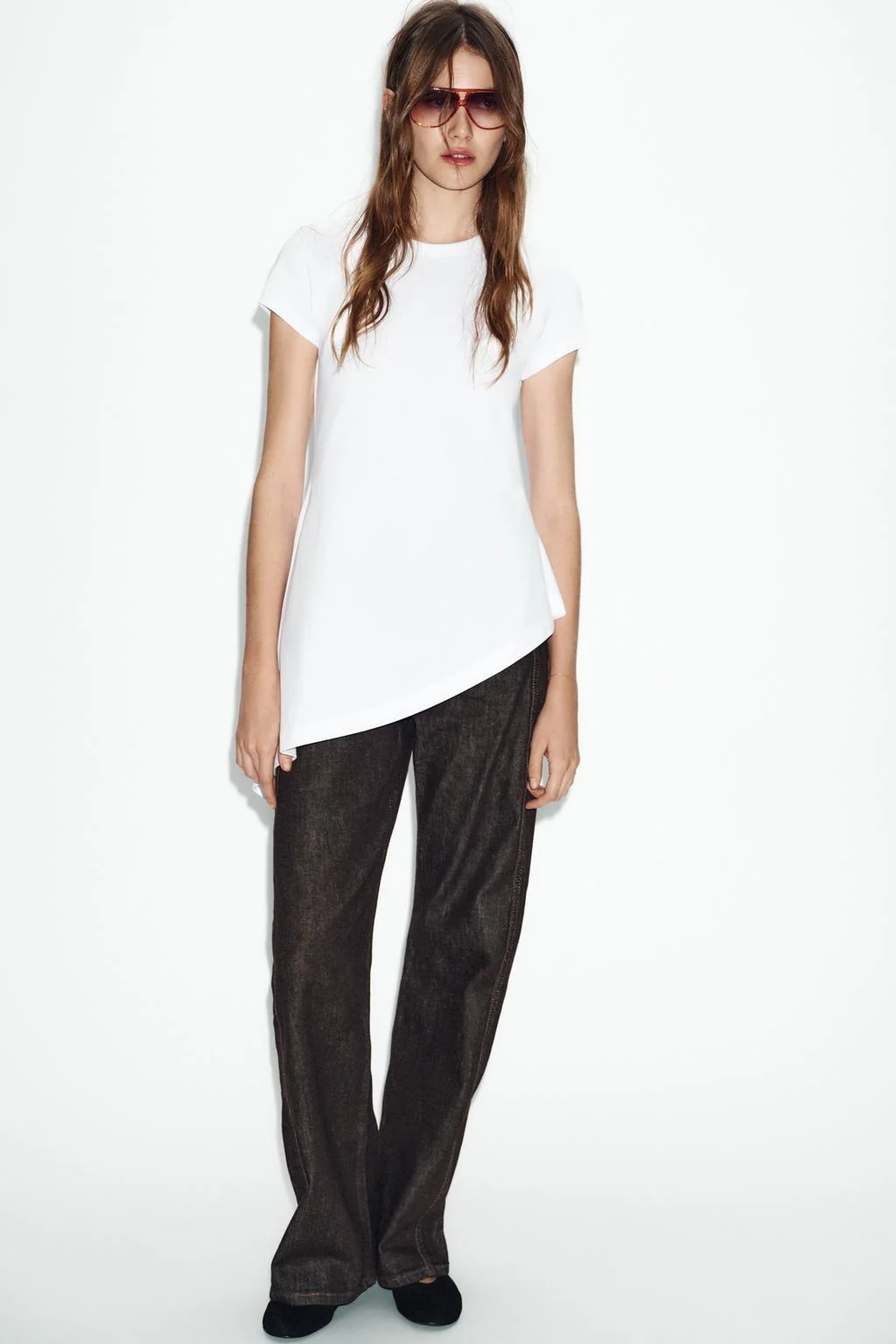 Асимметричная футболка с коротким рукавом