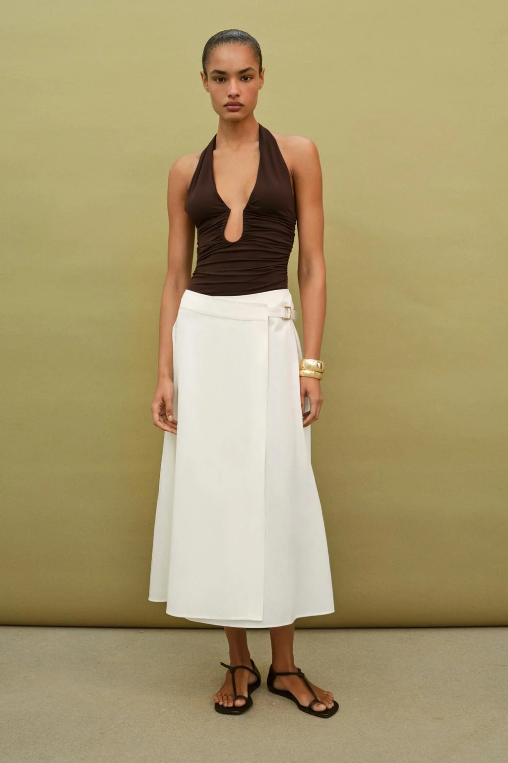 Драпированный боди из полиамида — Без рукавов