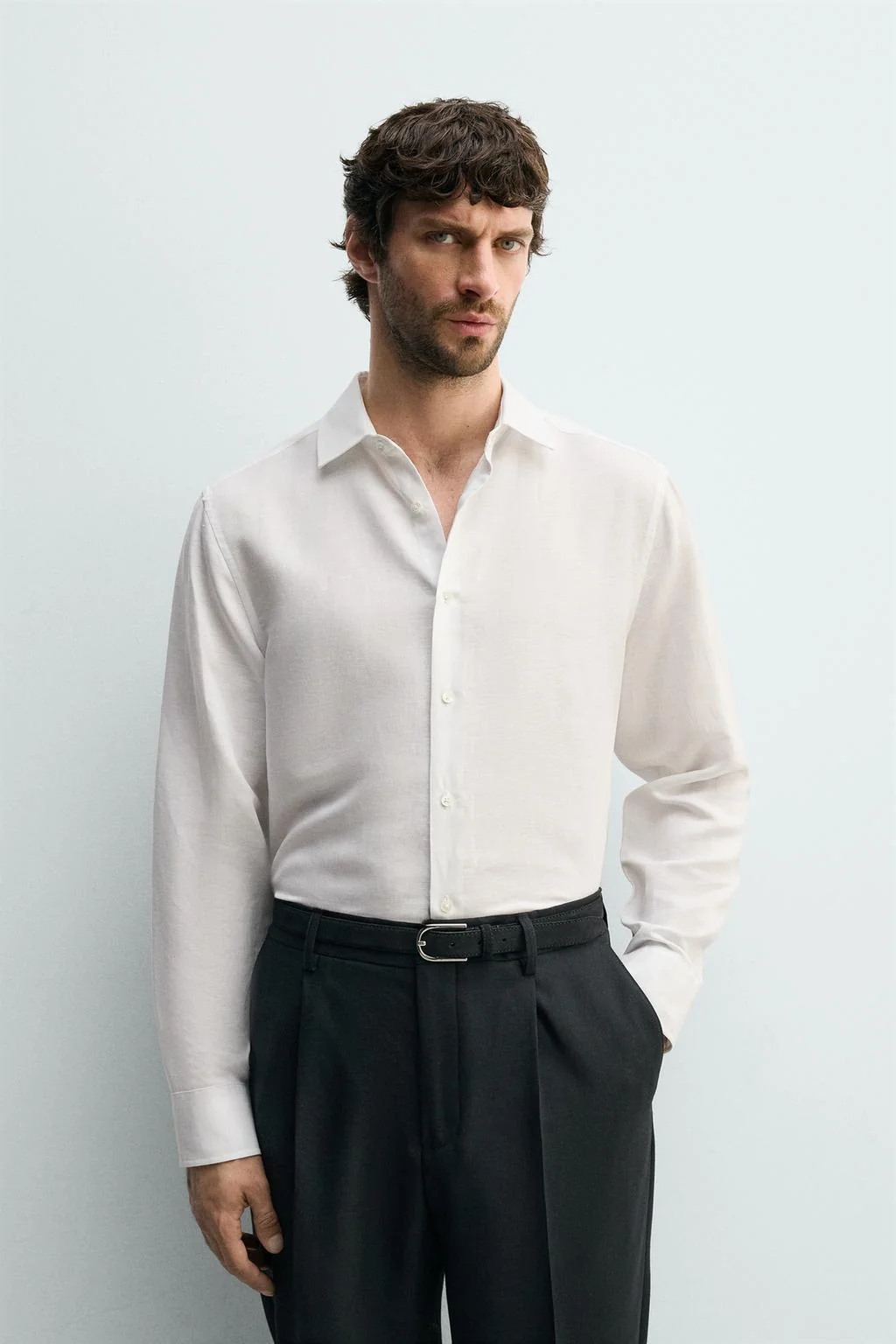 Рубашка regular fit из льна и лиоцелла