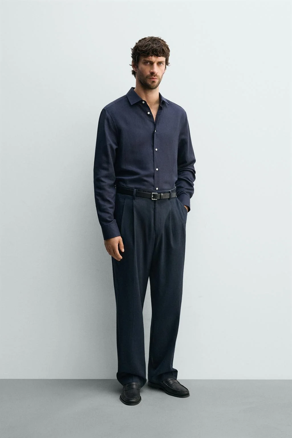 Рубашка regular fit из льна и лиоцелла