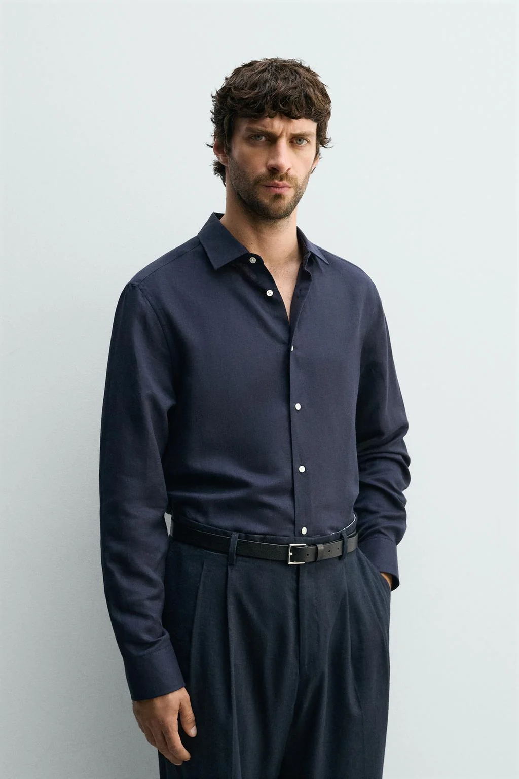 Рубашка regular fit из льна и лиоцелла