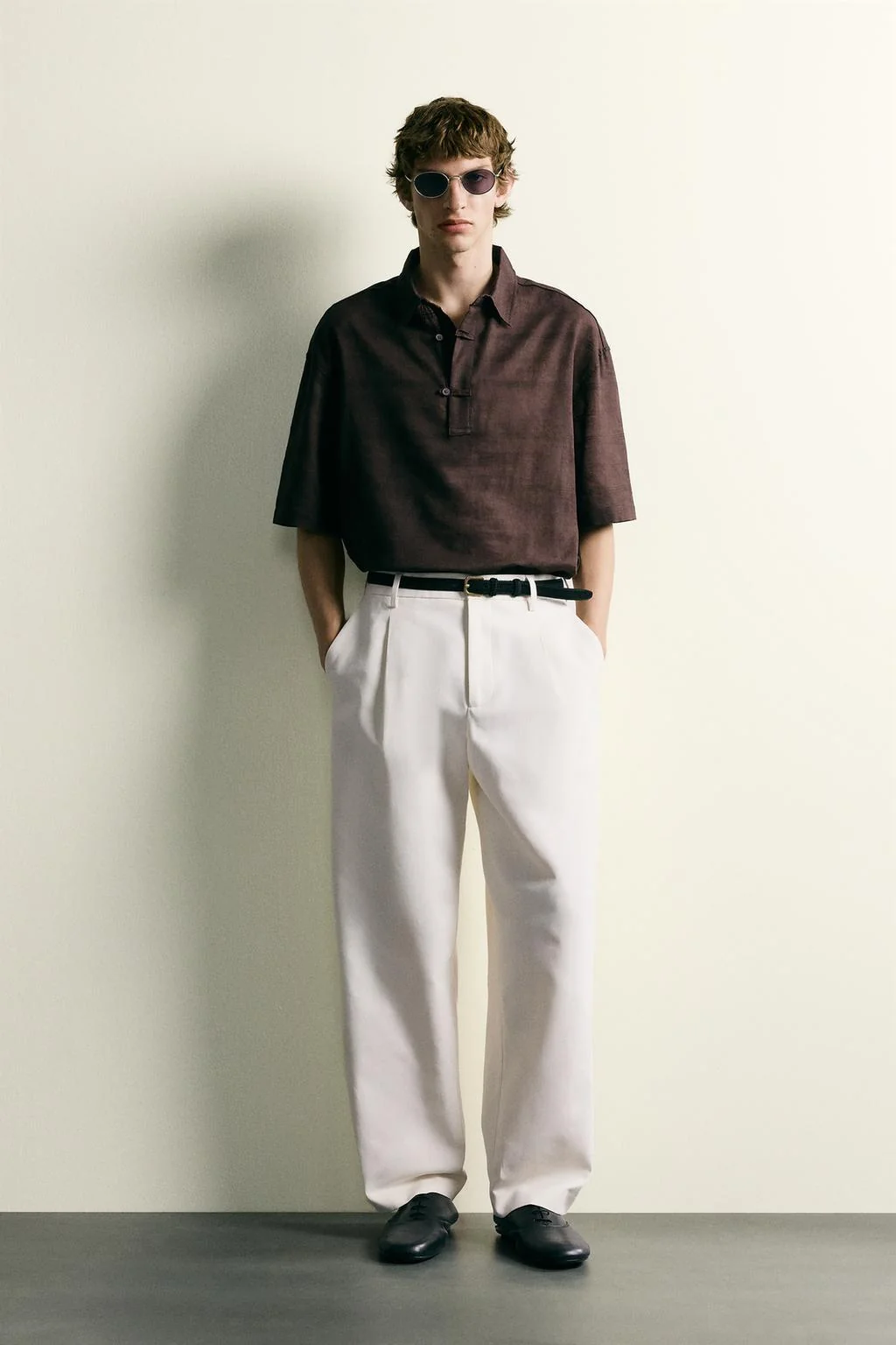 Linen/cotton polo shirt