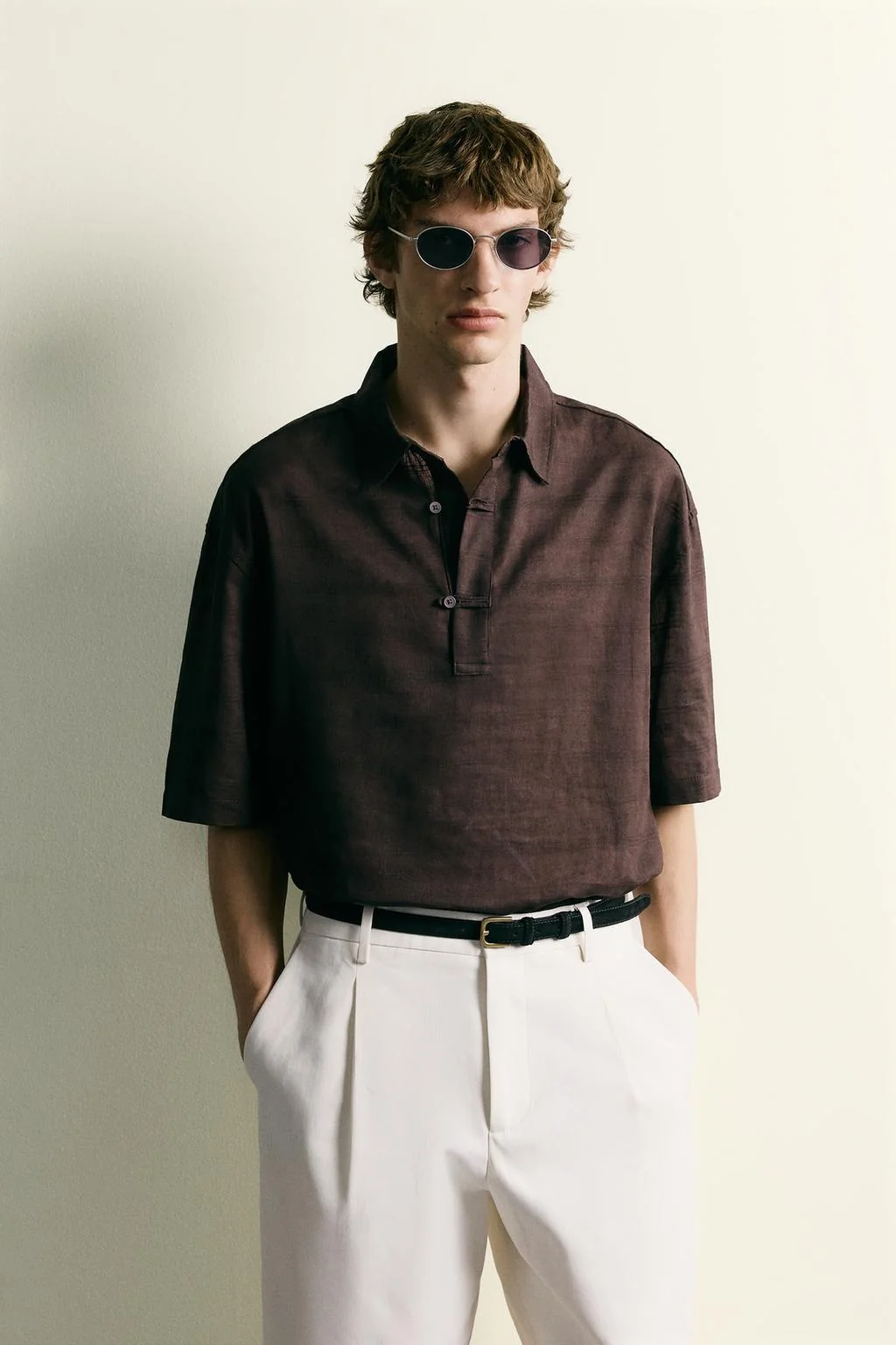 Linen/cotton polo shirt