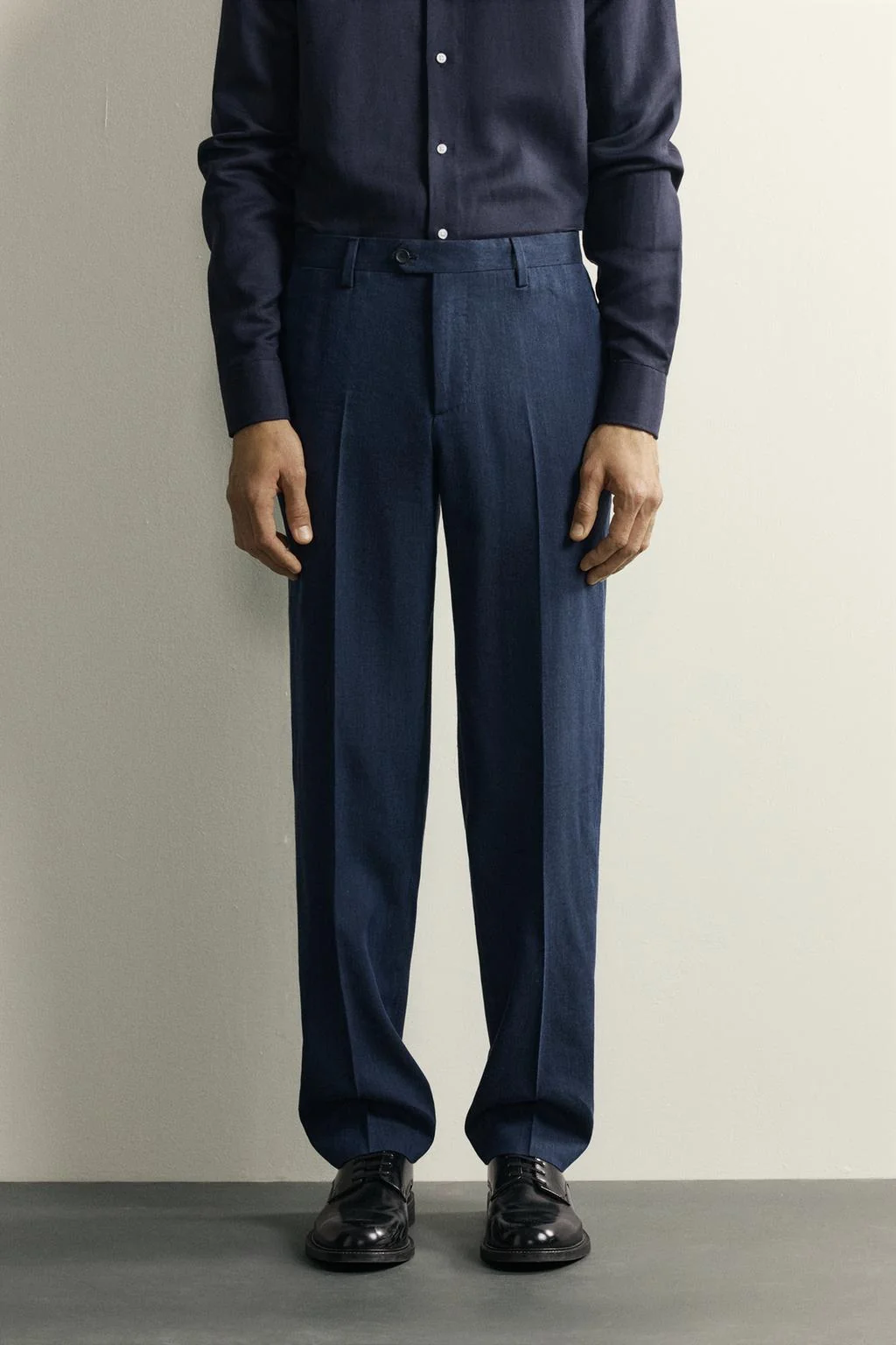 Костюмные брюки regular fit из льна и шерсти