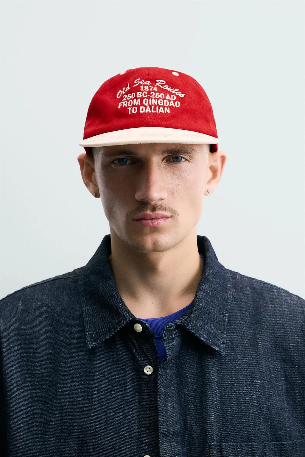 Embroidered flat peak cap