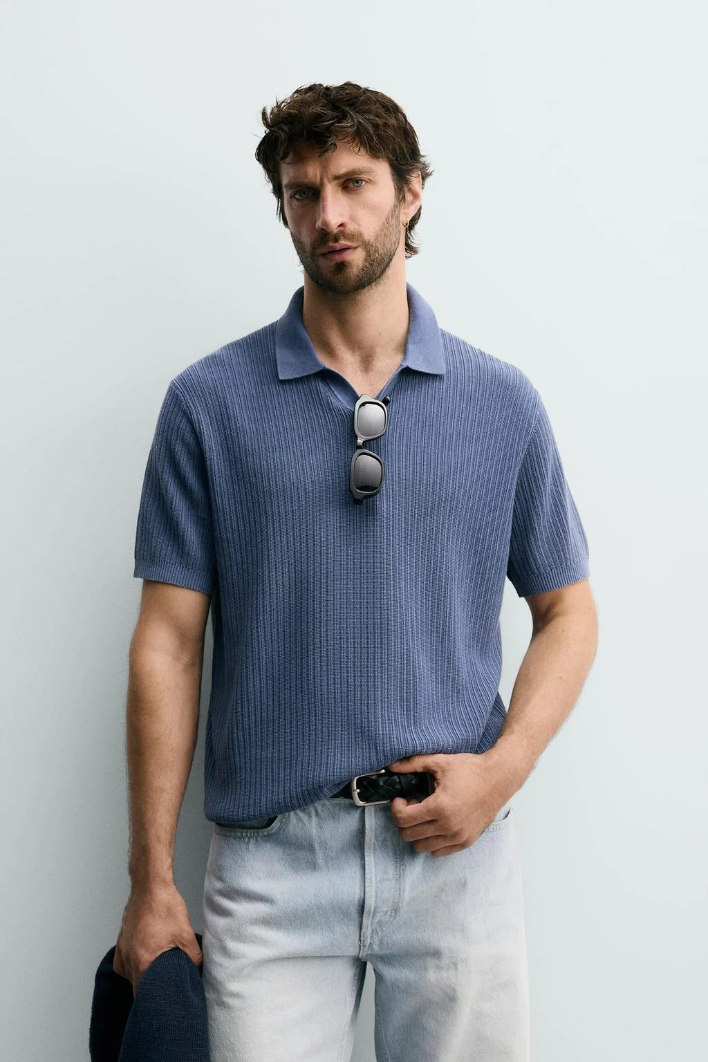 Текстурированное поло regular fit из трикотажа