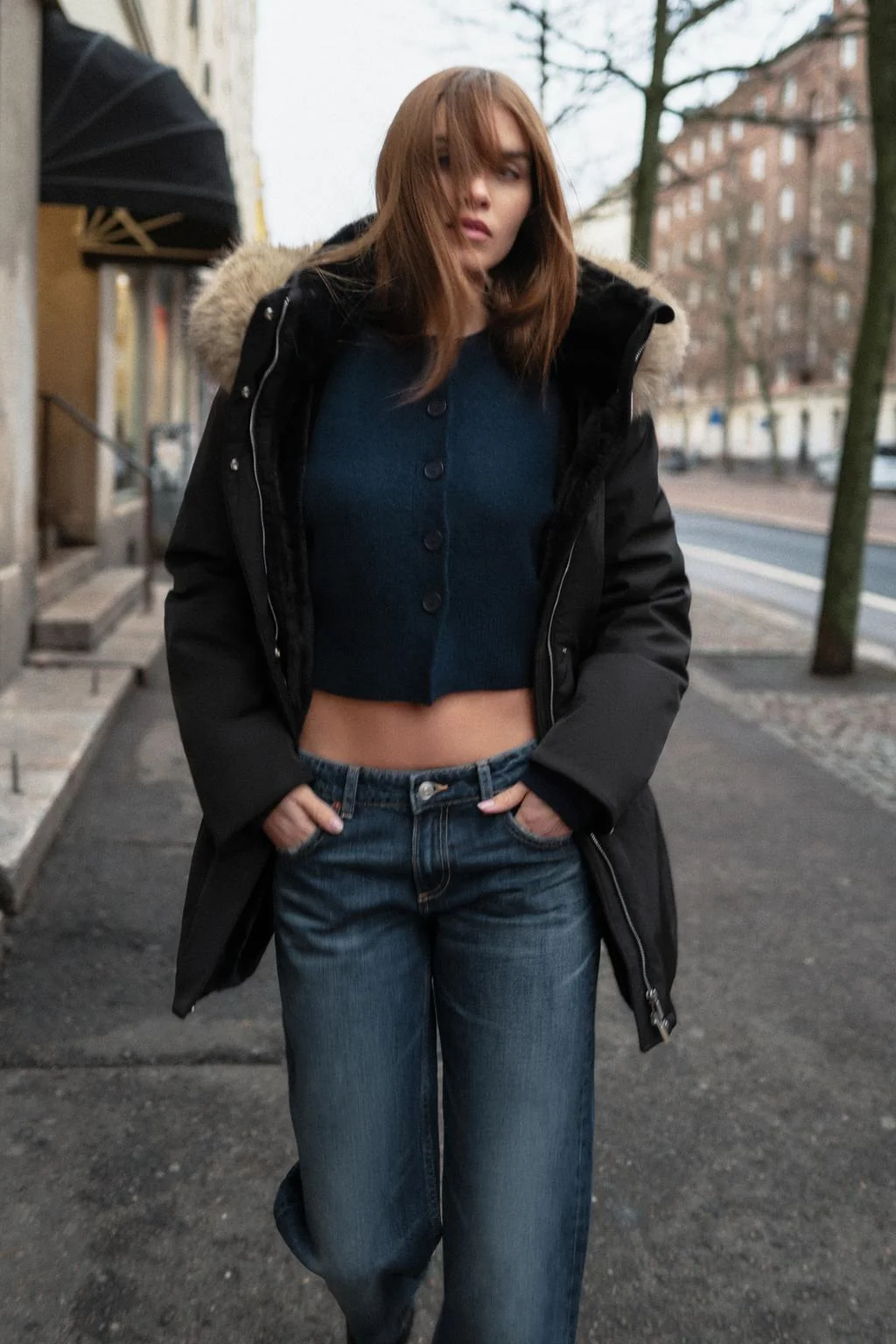 TRF джинсы с широкими штанинами низкой посадки