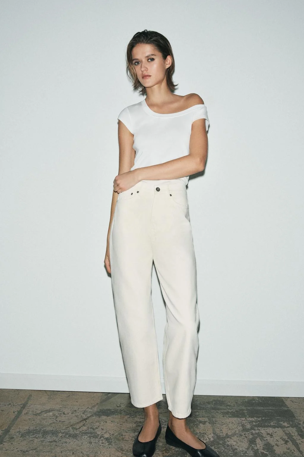 ZW COLLECTION Зауженные джинсы средней посадки — Белый