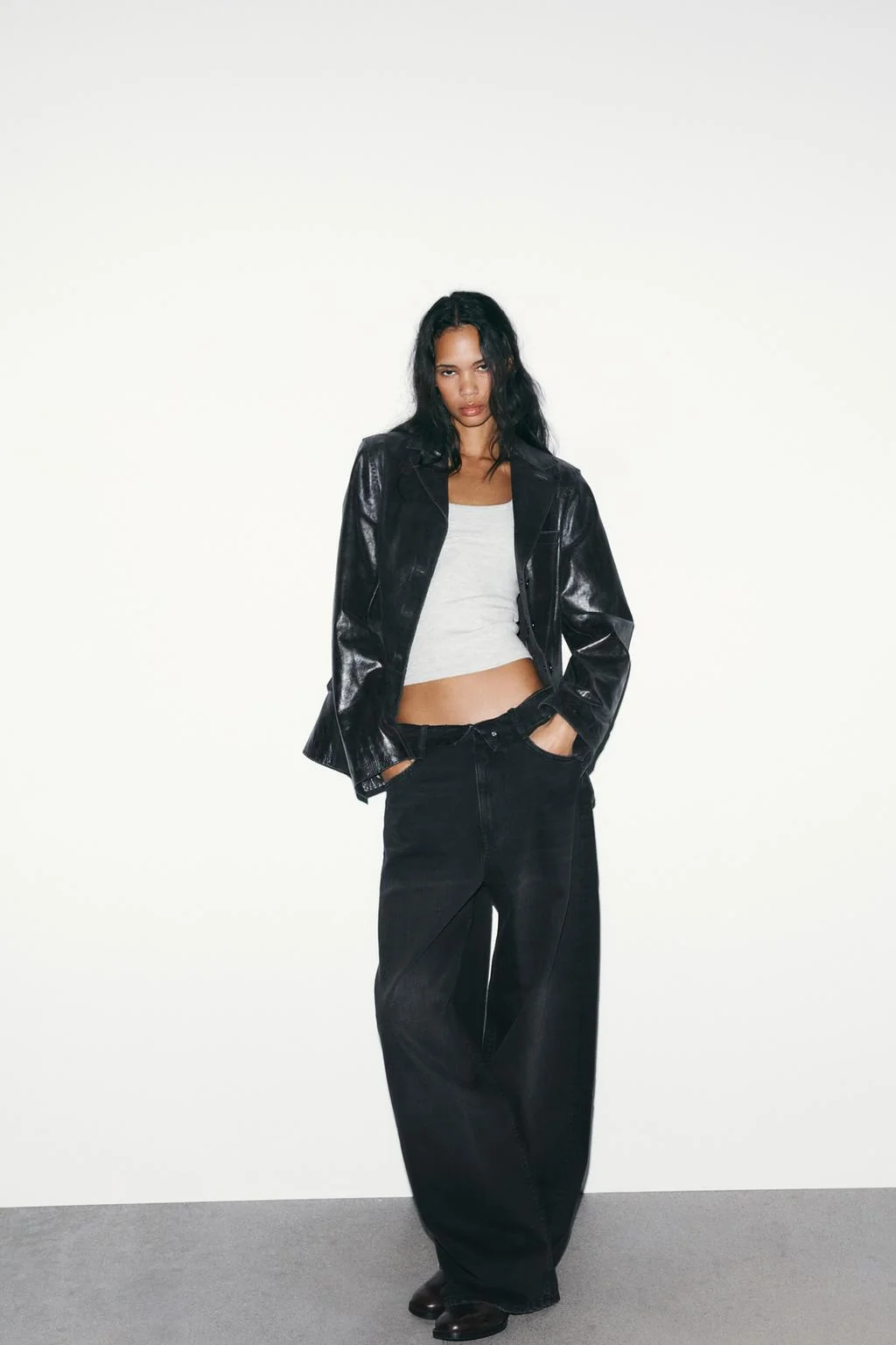 TRF джинсы со средней талией подогнутая талия — Широкий крой