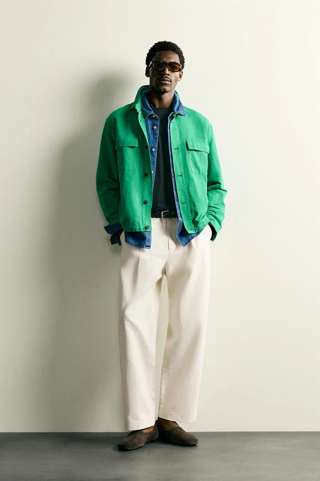 Регулярная overshirt из хлопка и льна