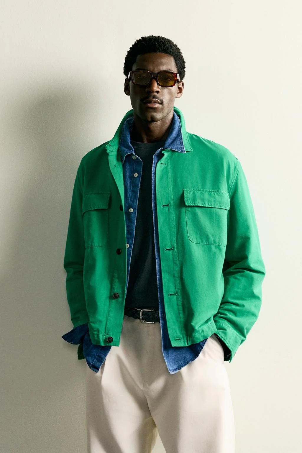 Регулярная overshirt из хлопка и льна