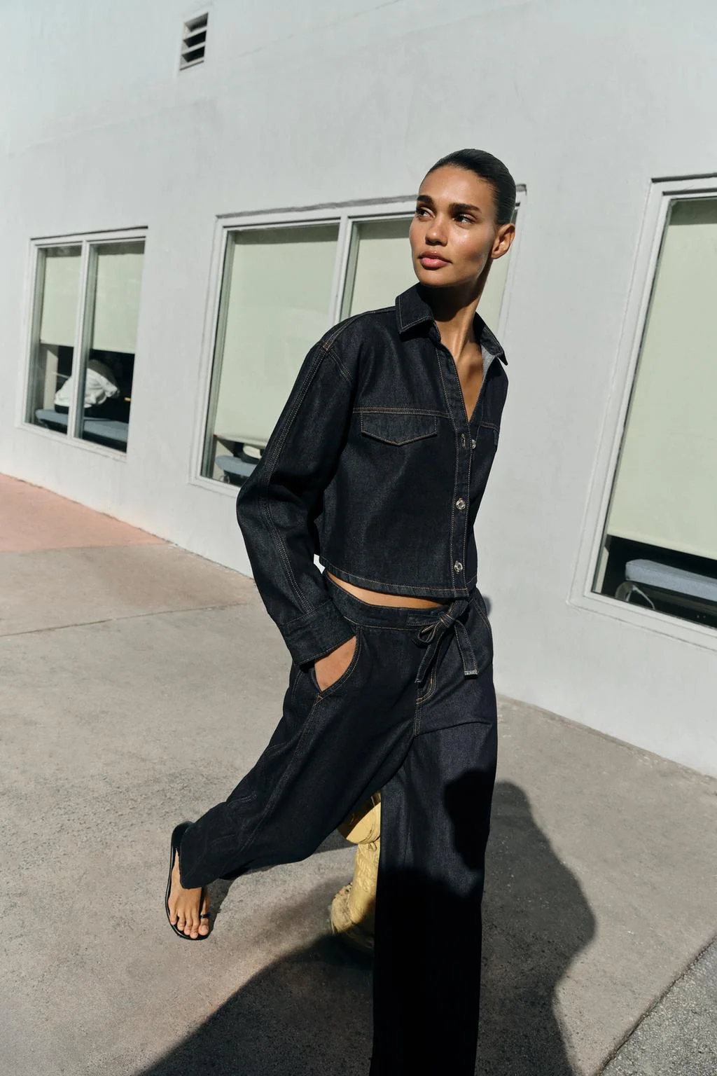 Z1975 набор джинсов высокой посадки джоггеров с широкими штанинами