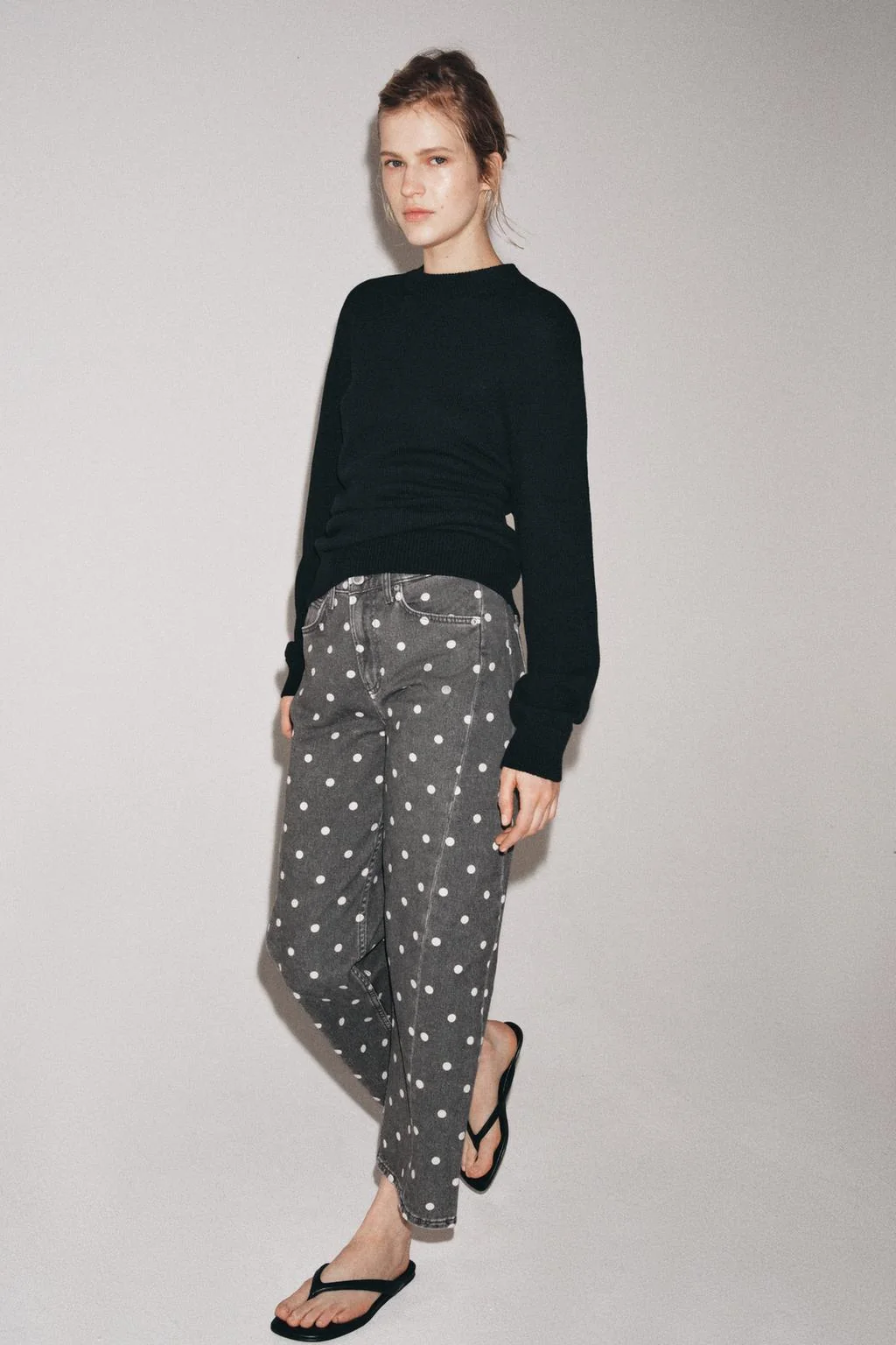 ZW COLLECTION джинсы средней посадки с завышенным поясом, свободного кроя, в горошек