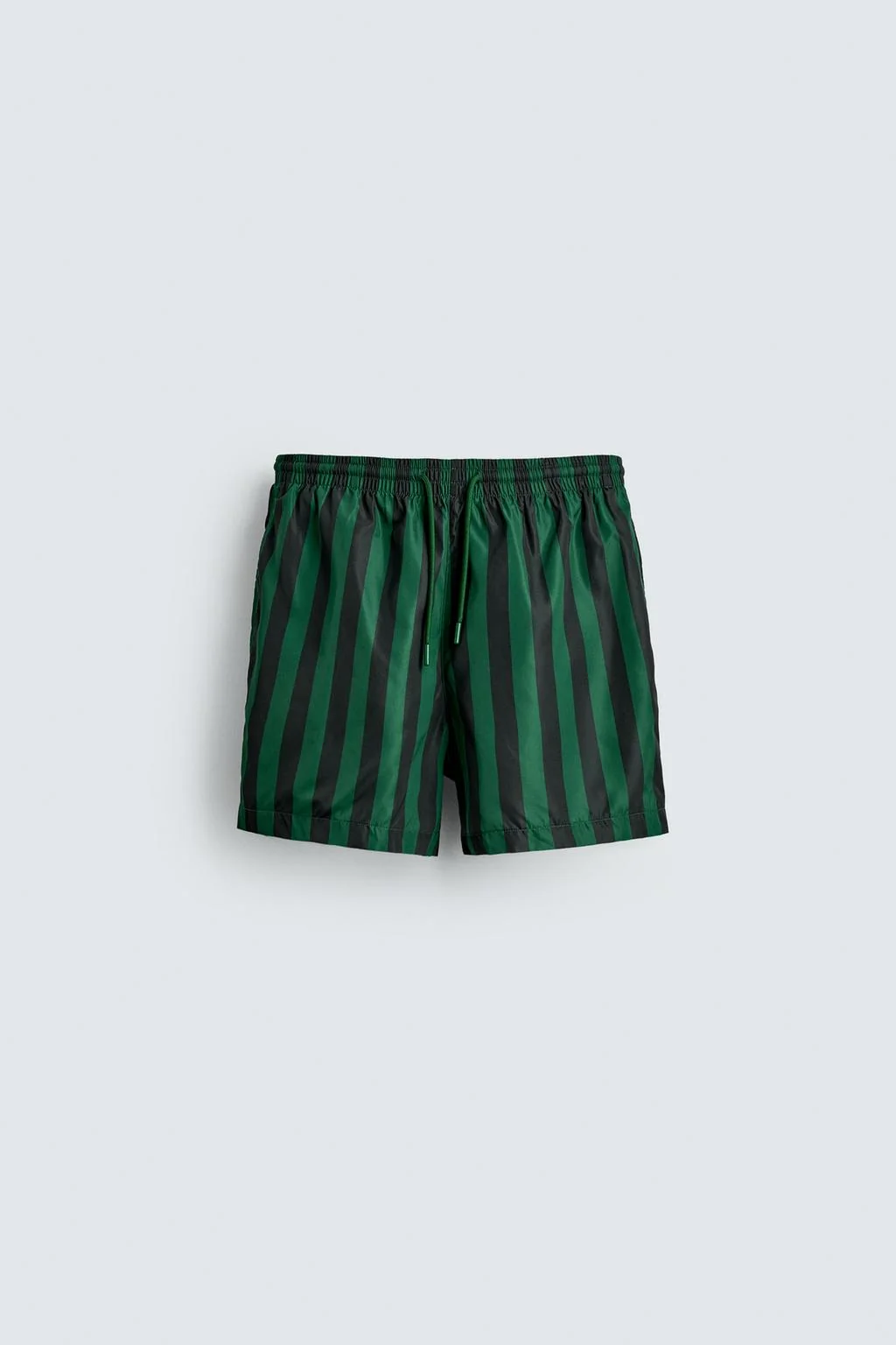 STRIPED MID-LENGTH SWIMMING TRUNKS