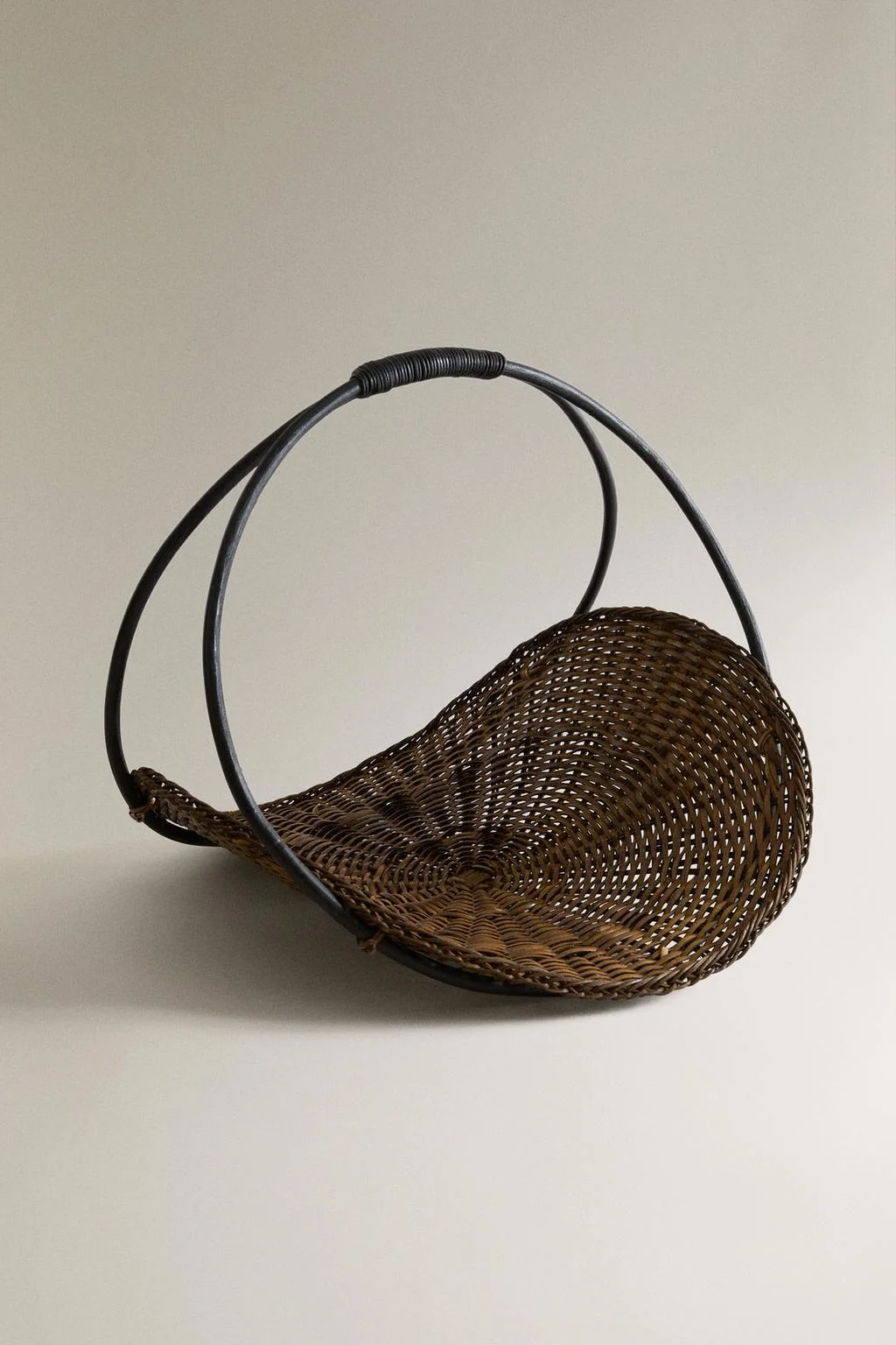 FLORAL RATTAN AND BAMBOO BASKET