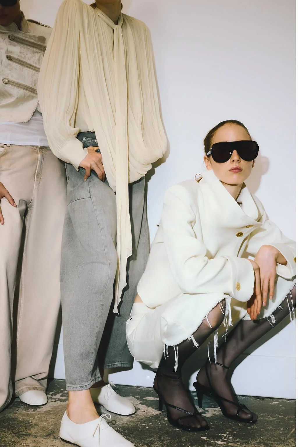 Джинсы с высокой талией и эффектом выцветания ZW COLLECTION