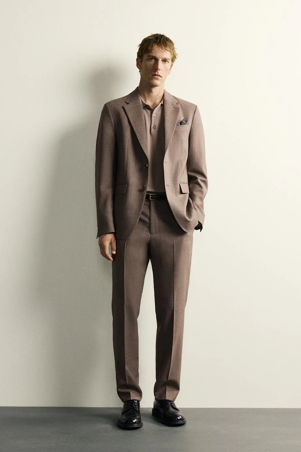 TEXTURED WOOL BLEND SUIT TROUSERS