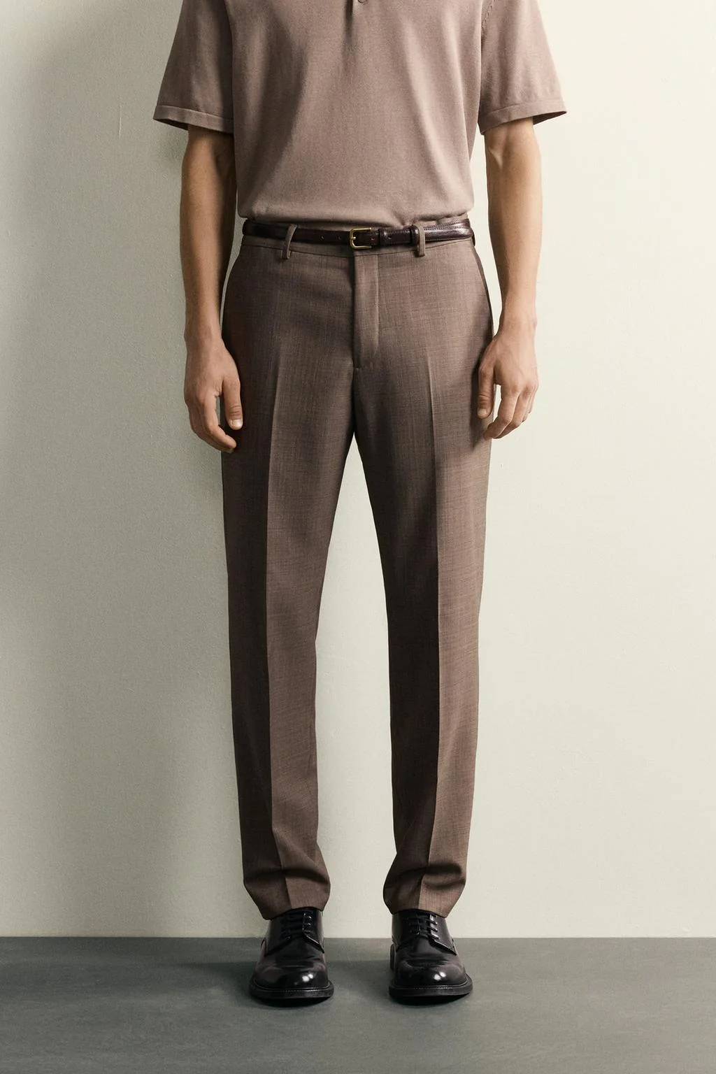 TEXTURED WOOL BLEND SUIT TROUSERS