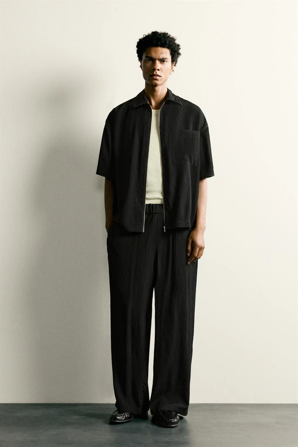 TEXTURED RELAXED FIT TROUSERS