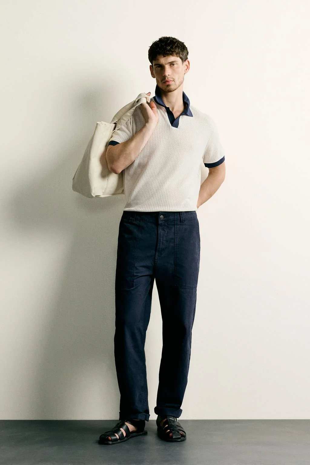 REGULAR FIT OPEN-KNIT POLO SHIRT