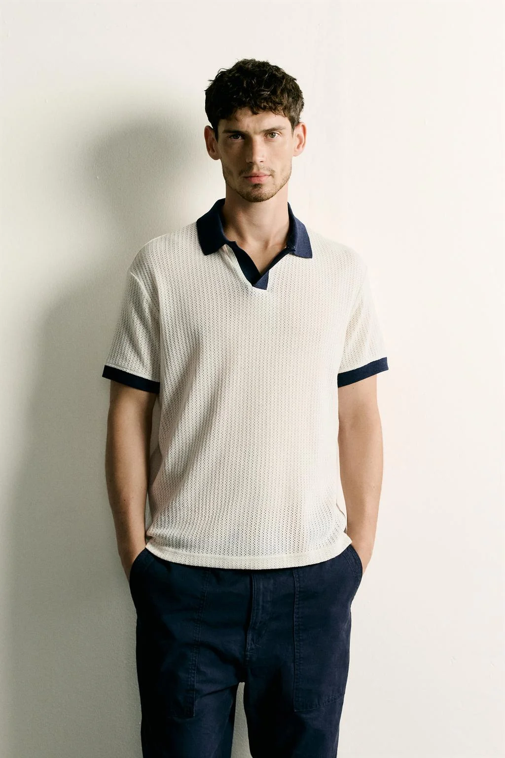 REGULAR FIT OPEN-KNIT POLO SHIRT