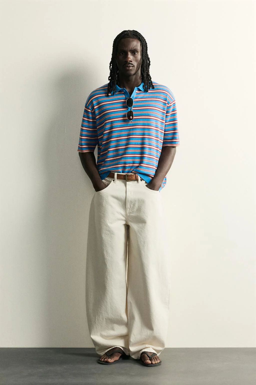 STRIPED JACQUARD KNIT POLO SHIRT