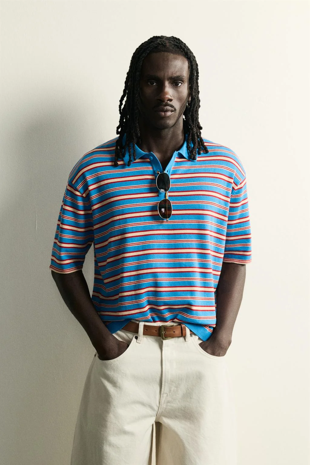 STRIPED JACQUARD KNIT POLO SHIRT