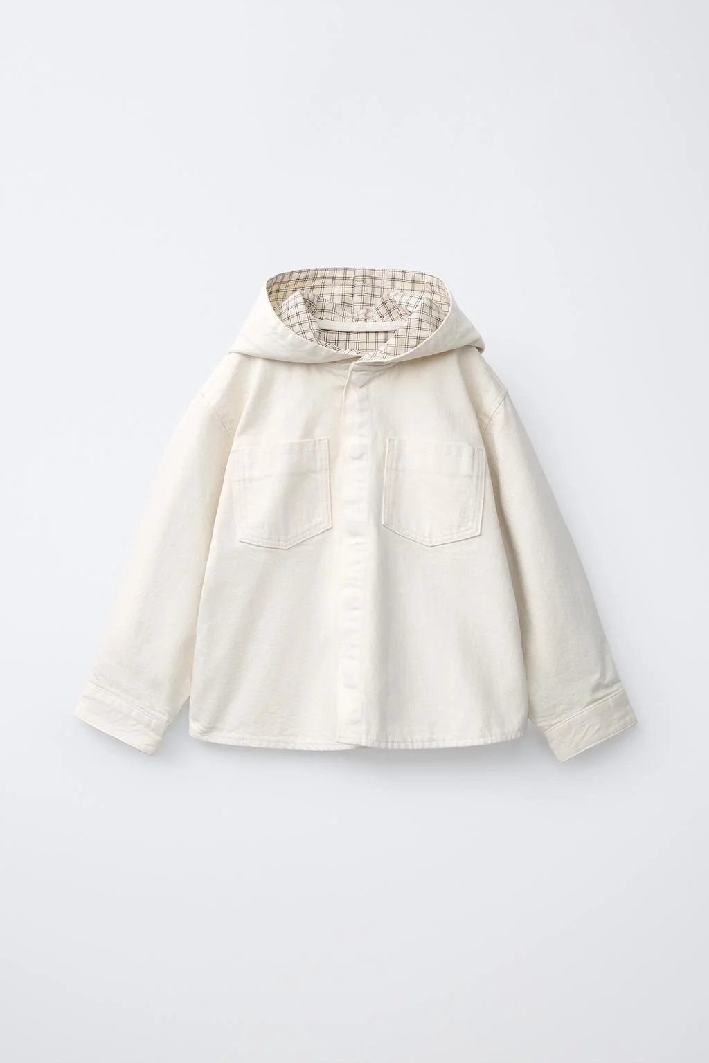 TWILL OVERSHIRT WITH CHECK LINING