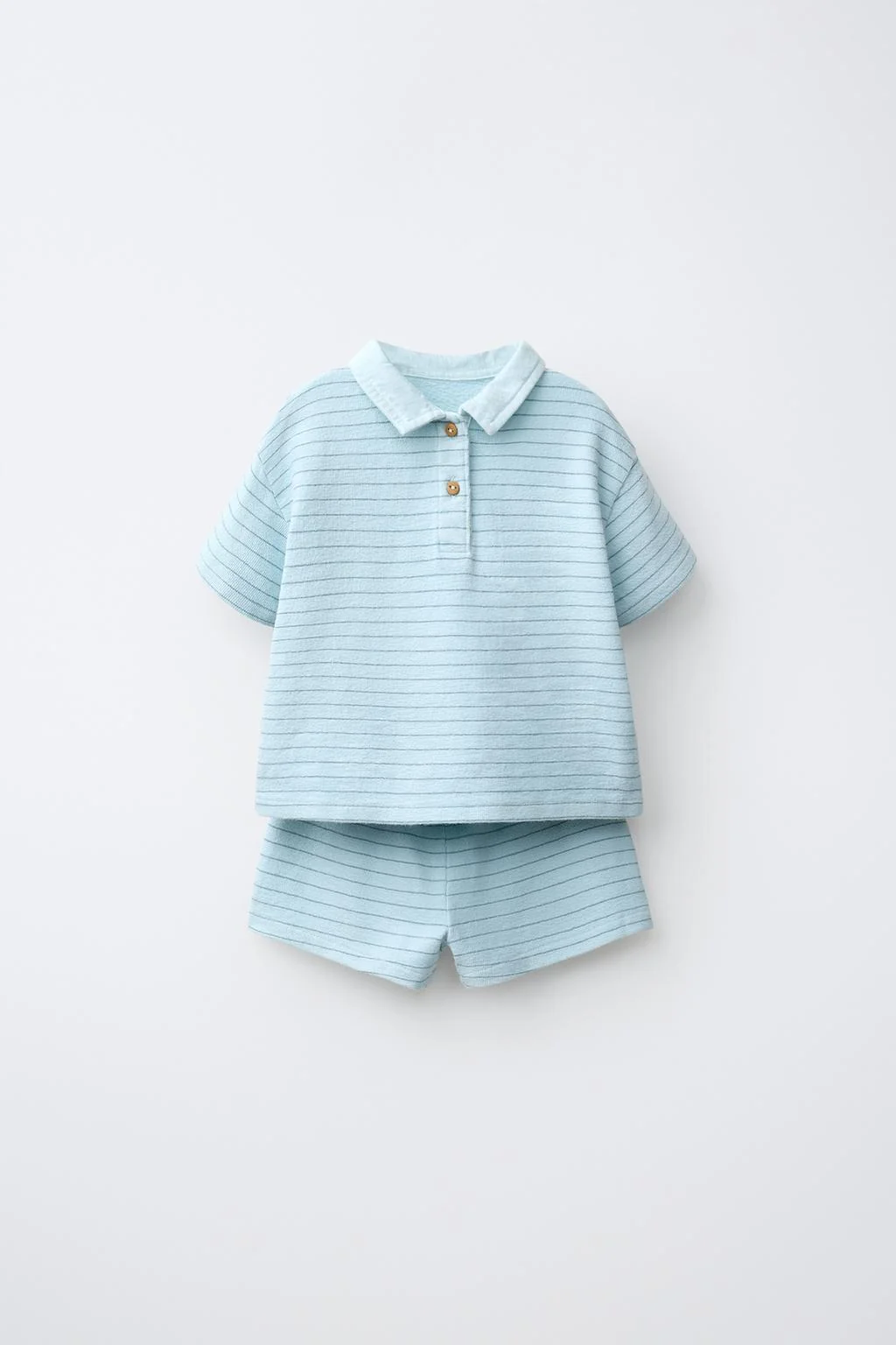 STRIPED POLO SHIRT AND BERMUDA SHORTS SET