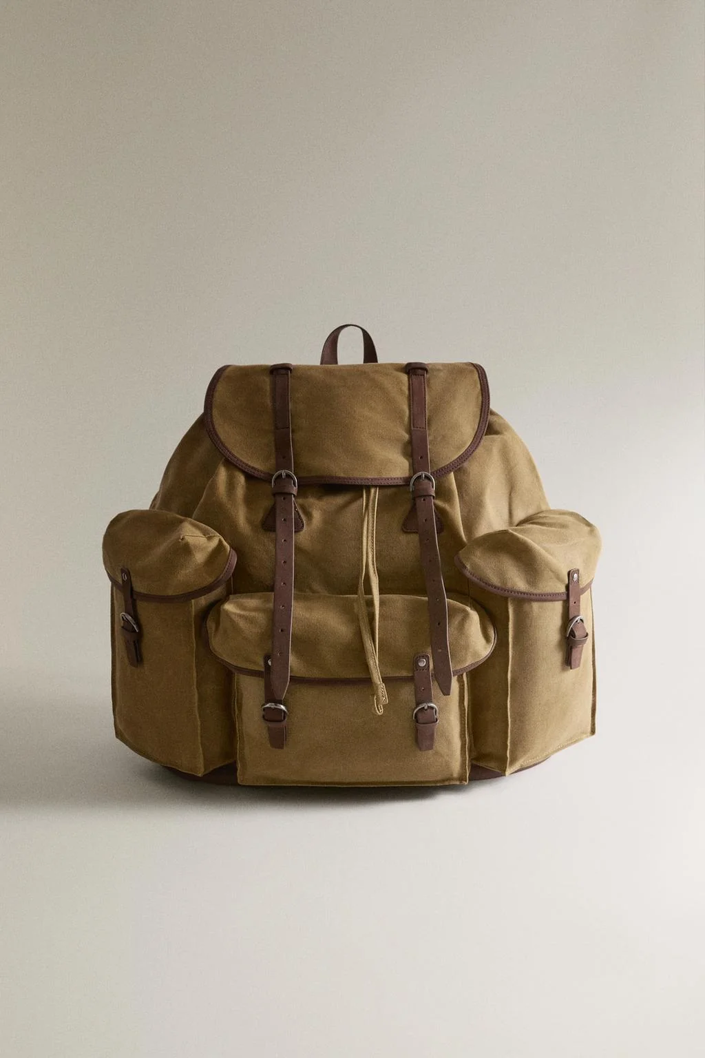 COTTON AND LEATHER BACKPACK