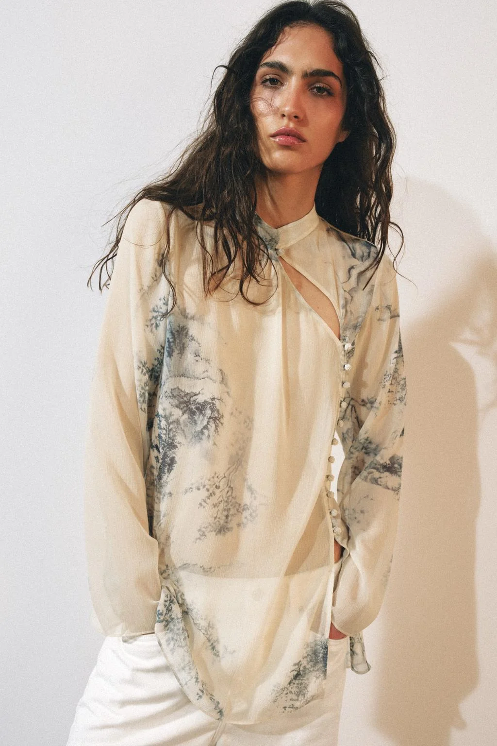 ZW COLLECTION PRINTED BUTTON-UP SHIRT