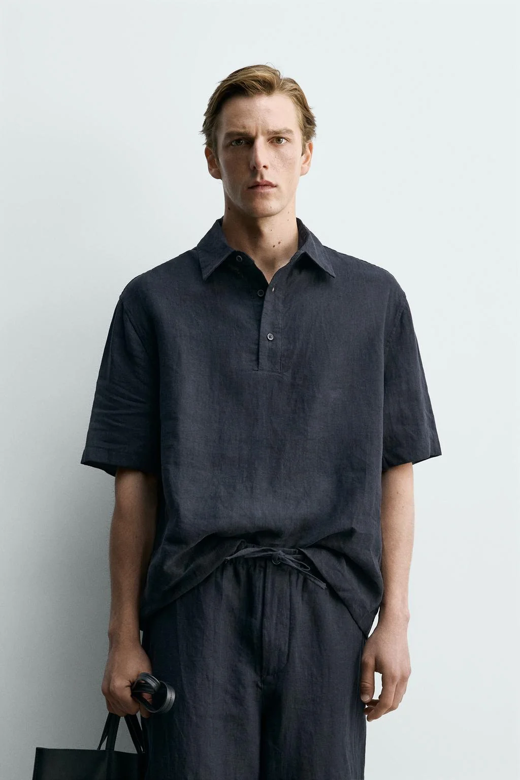 BOXY FIT 100% LINEN POLO SHIRT
