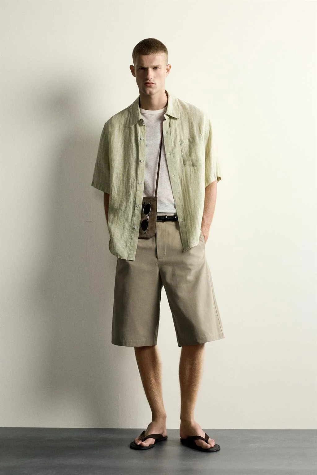 100% LINEN STRIPED JACQUARD SHIRT