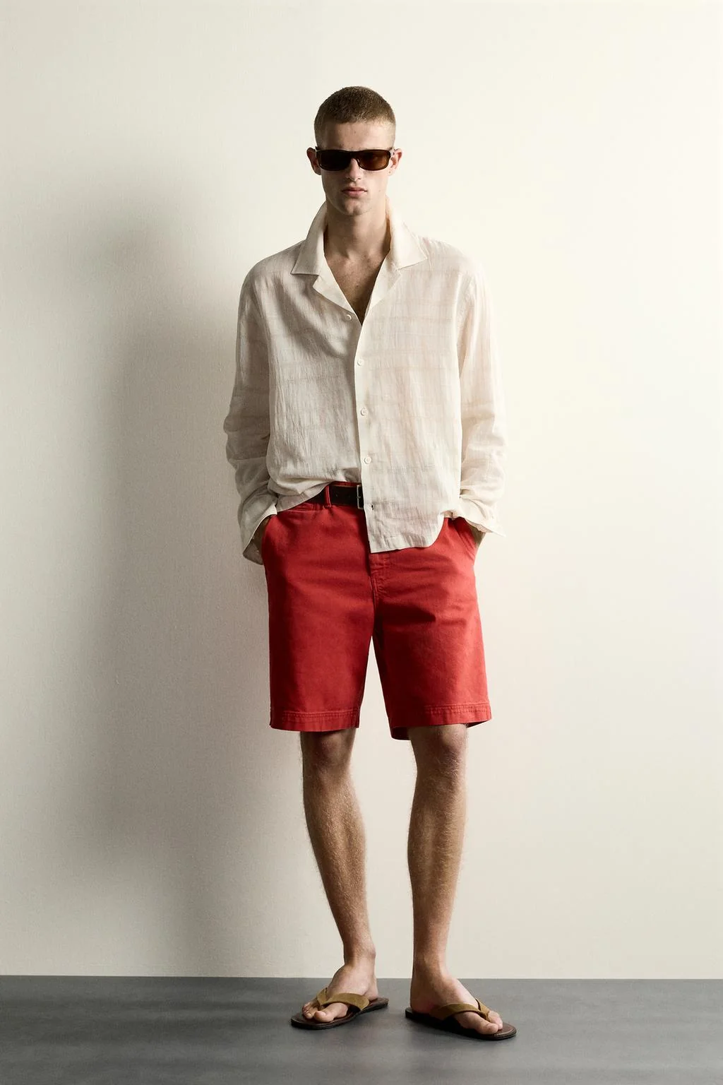 COTTON-LINEN JACQUARD RELAXED FIT SHIRT