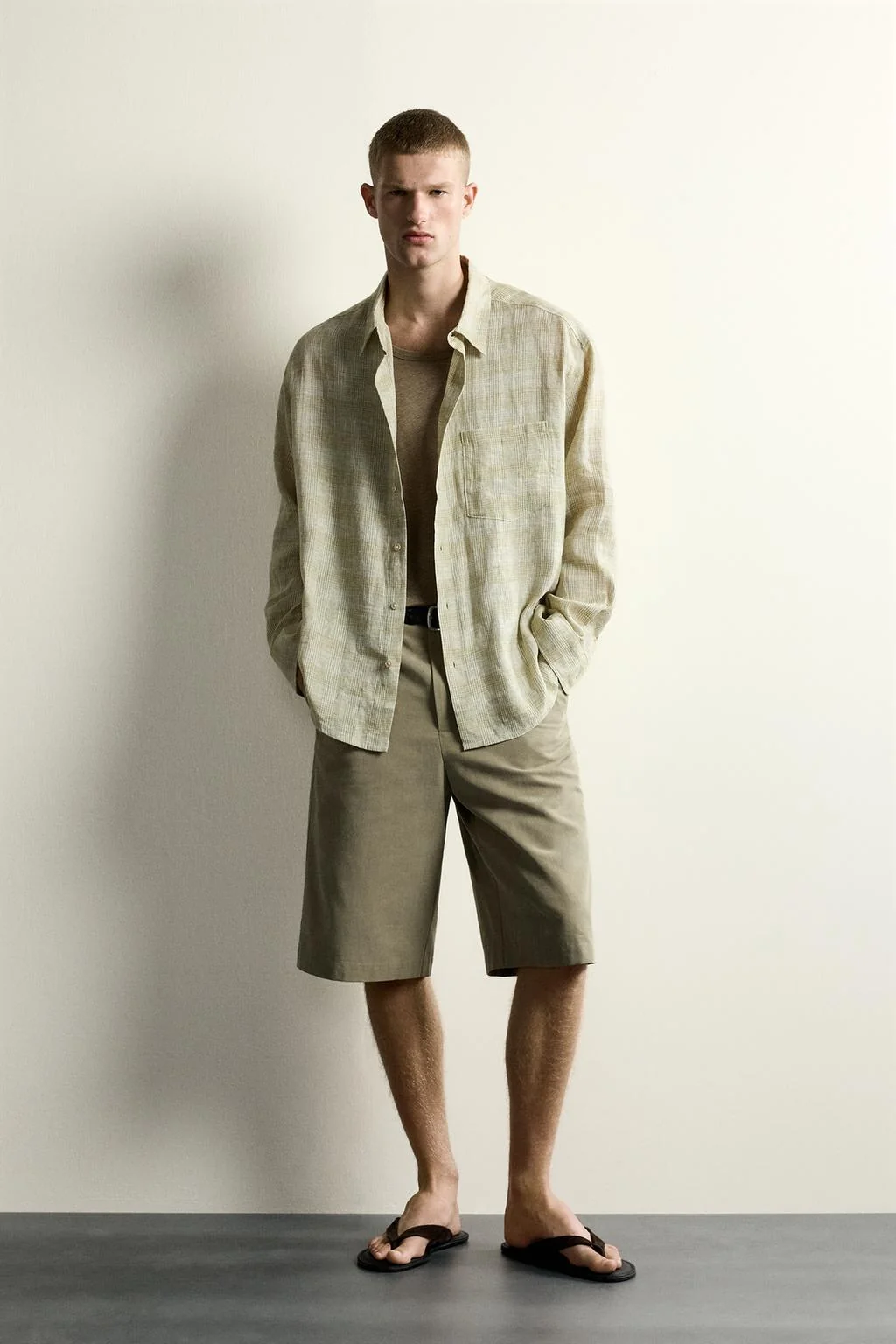 100% LINEN RELAXED FIT CHECKED SHIRT
