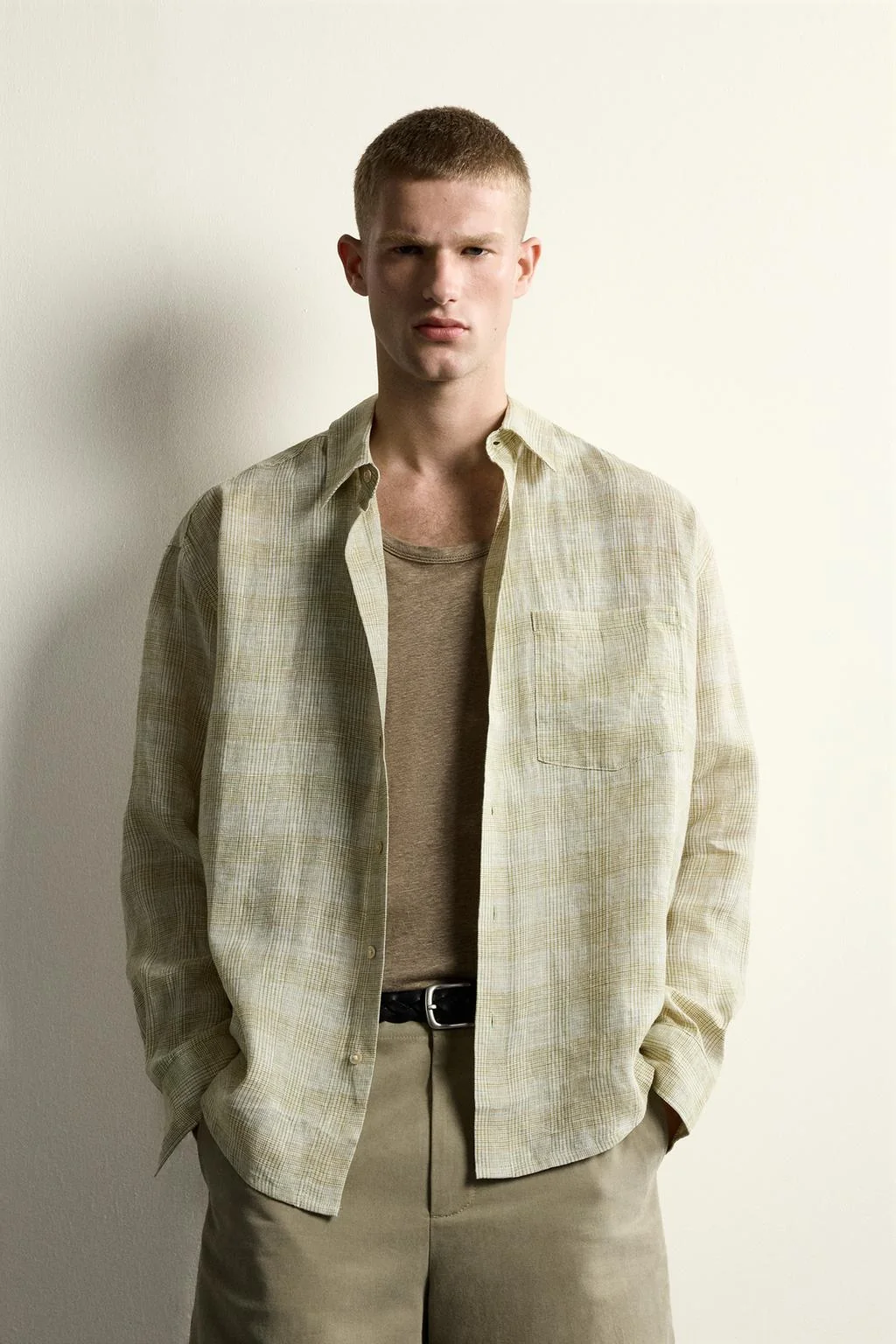 100% LINEN RELAXED FIT CHECKED SHIRT