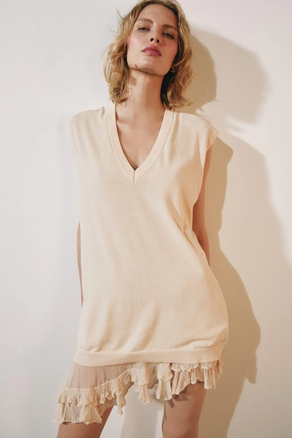 LONG COMBINED KNIT WAISTCOAT