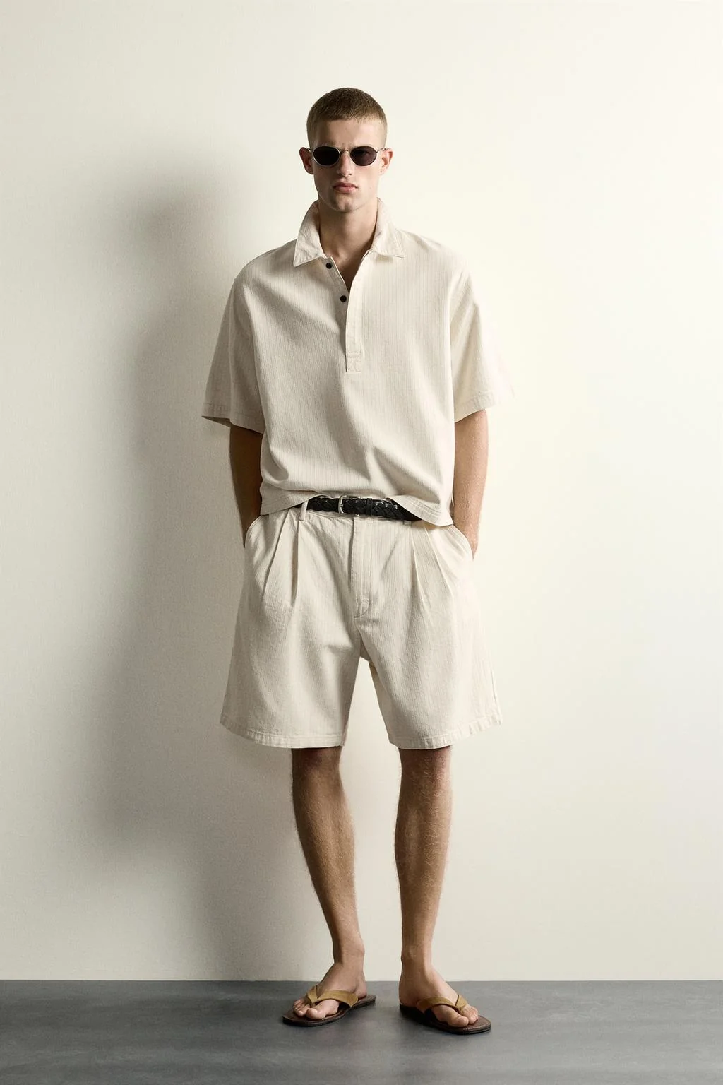 STRIPED BOXY FIT POLO SHIRT