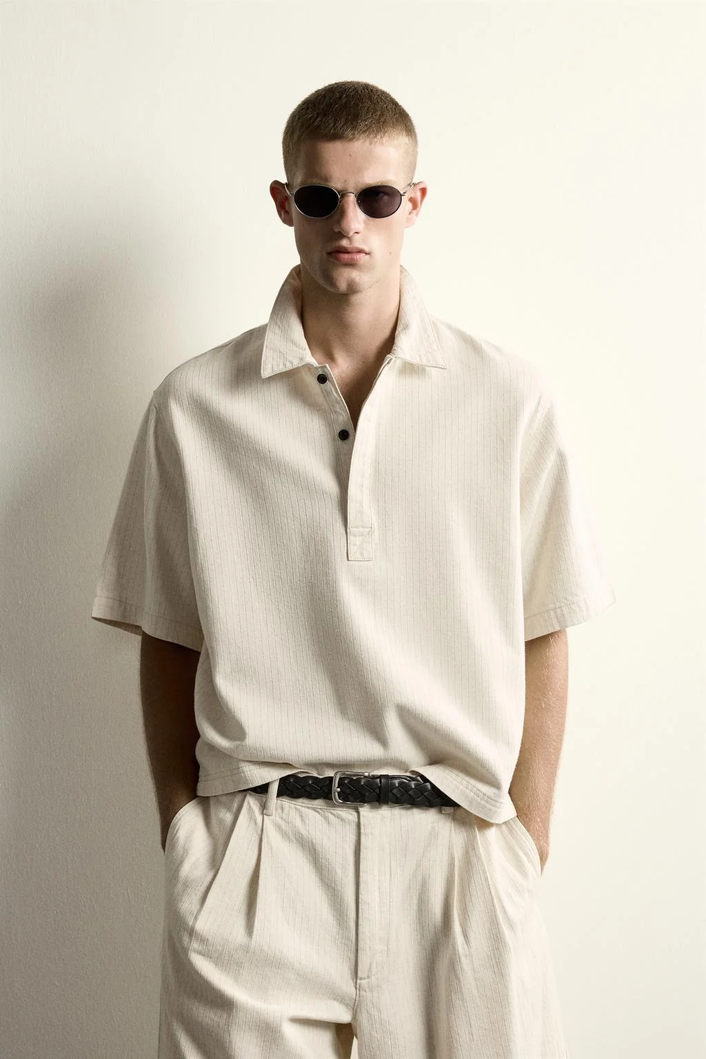 STRIPED BOXY FIT POLO SHIRT
