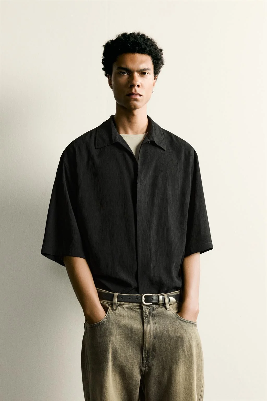 TEXTURED BOXY FIT SHIRT