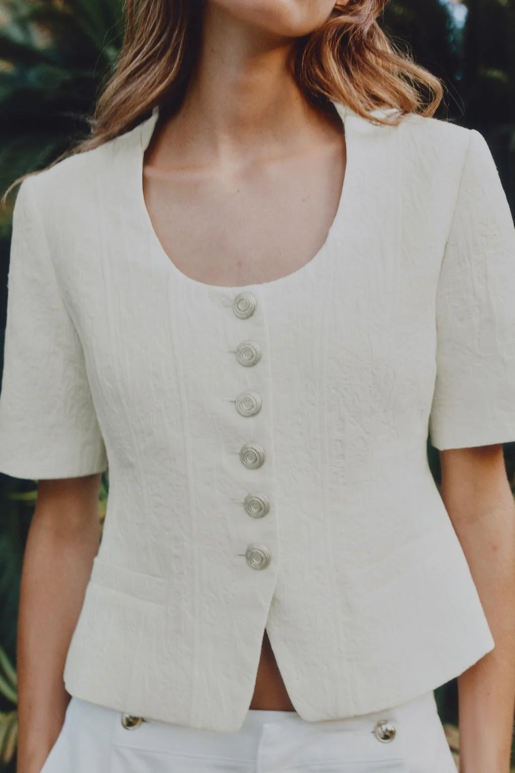 SHORT SLEEVE JACQUARD JACKET