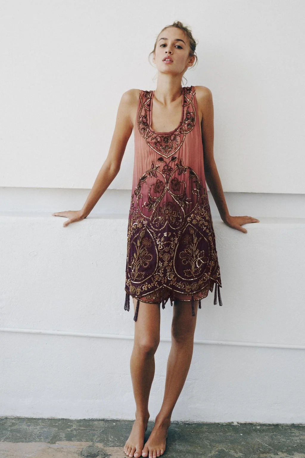 LIMITED EDITION BEADED TIE-DYE PRINT DRESS