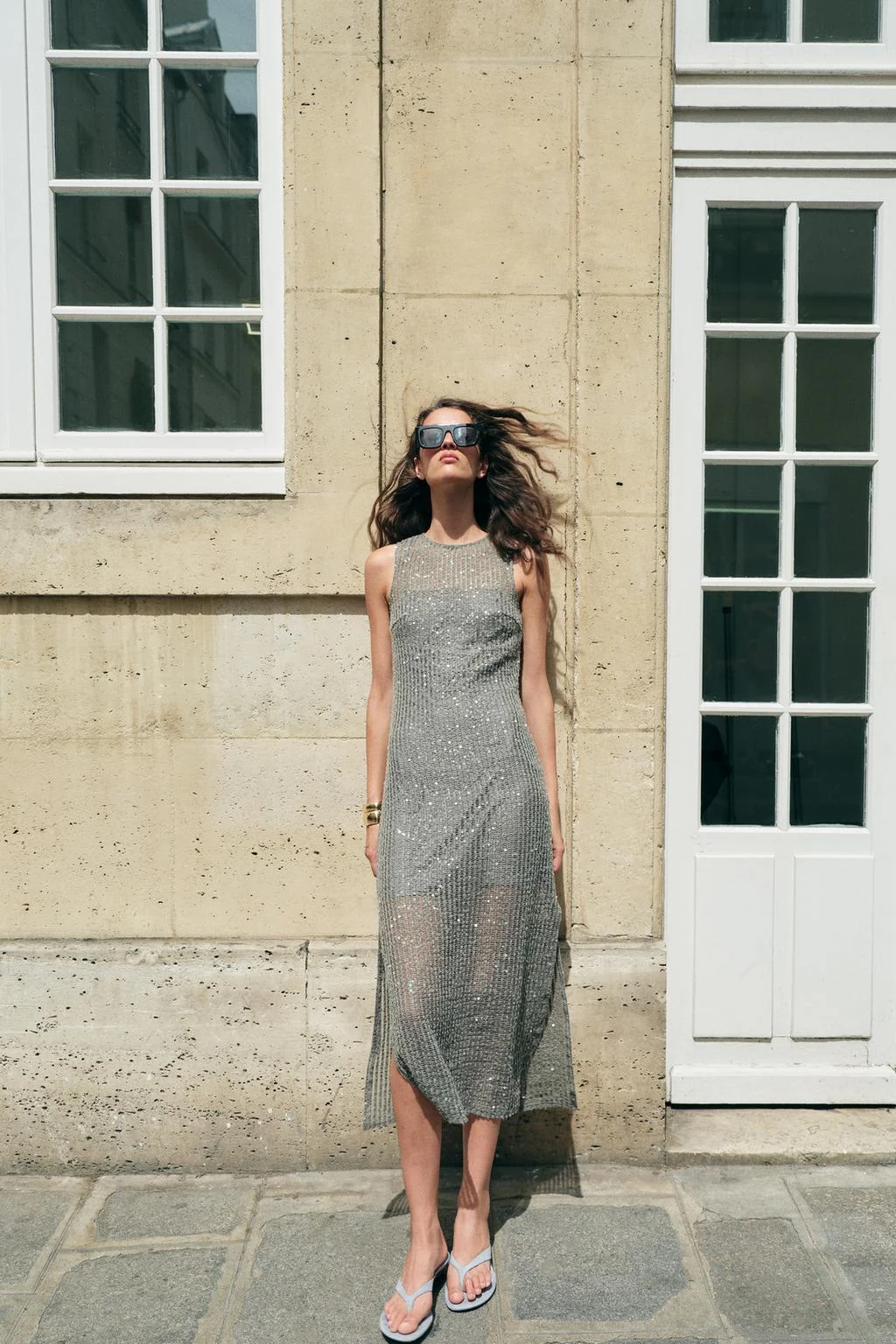 SEQUINNED MIDI DRESS